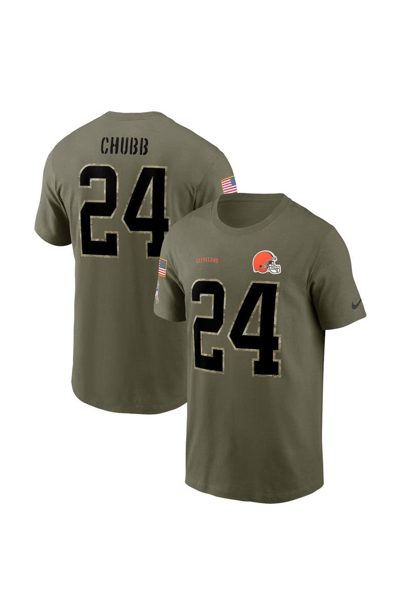 Nike Men's Nike Nick Chubb Olive Cleveland Browns 2022 Salute To Service Name & Number T-Shirt, Alternate, color, 