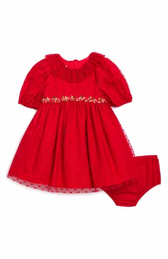 Lilia Point Embroidered Heart Dress & Bloomers Set