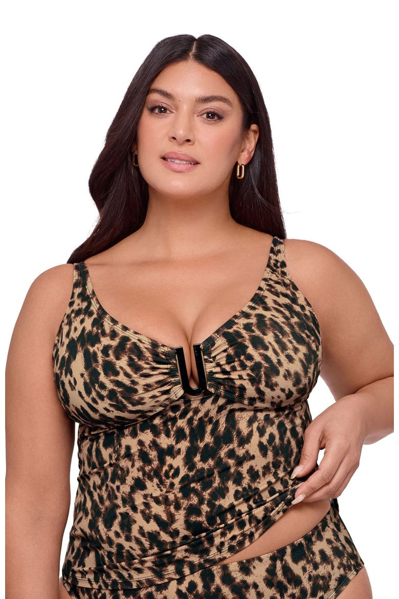 Supportive and Sculpting U-Wire Adjustable Tankini Swimsuit Top, Main, color, Dolce Leopard