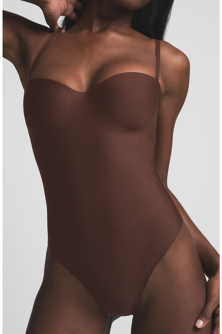 Body Molded Underwire Thong Bodysuit, Alternate, color, COCOA