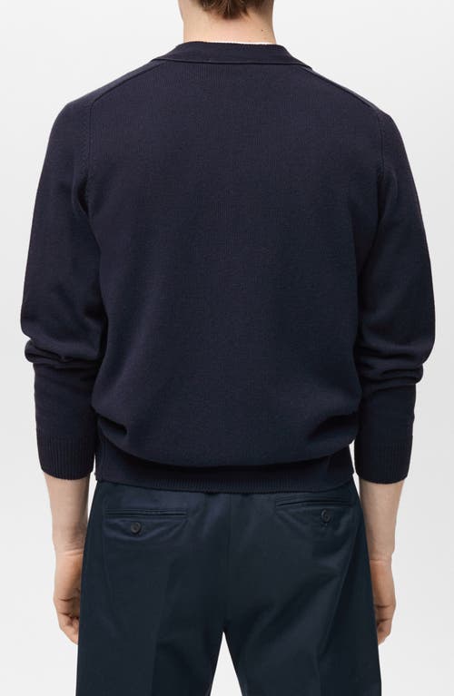 Mango Relaxed Cotton Cardigan In Night Blue