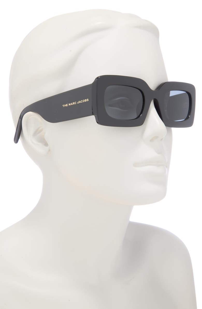 Marc Jacobs 50mm Rectangular Sunglasses, Alternate, color, Black Gold