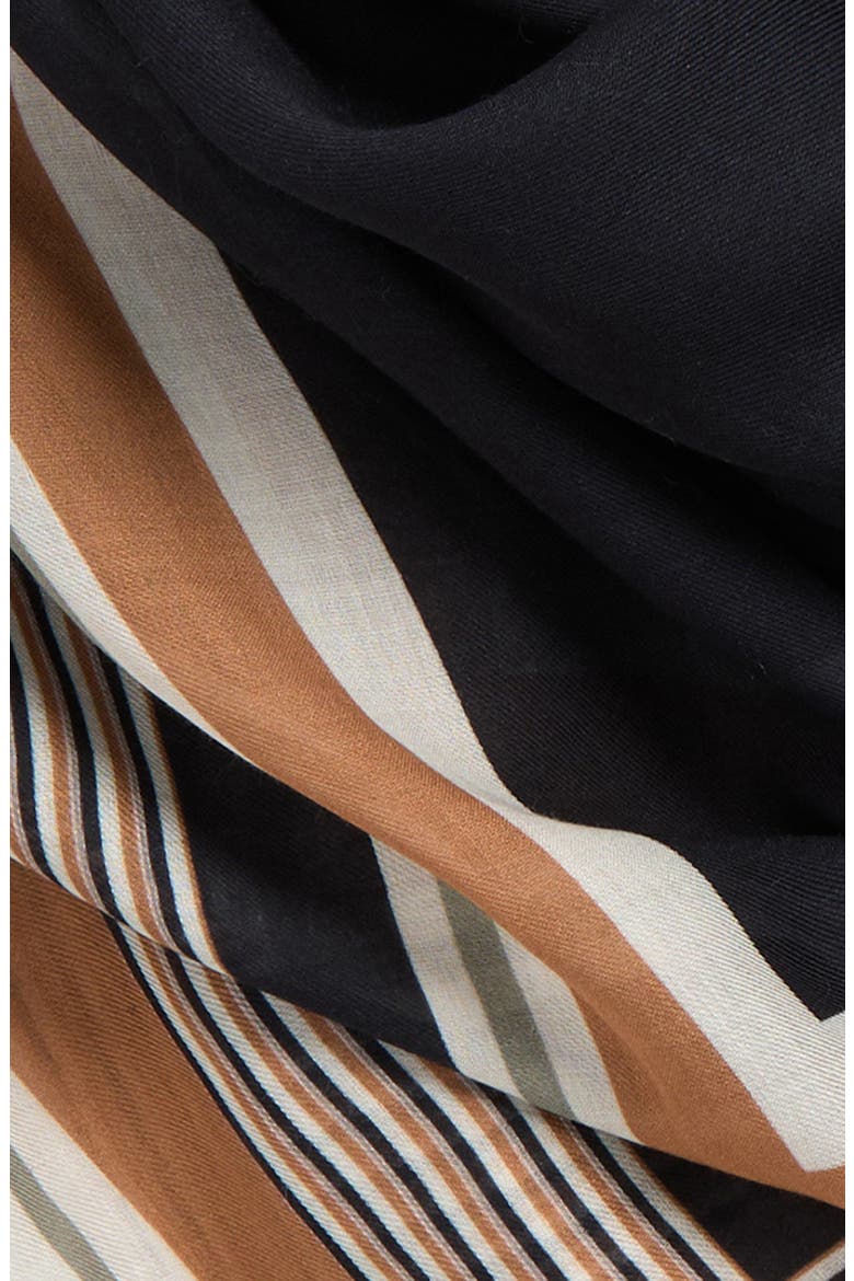 Lina Striped Modal Scarf, Alternate, color, BLACK/ TAN/ OLIVE