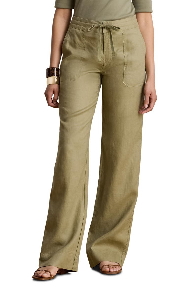 Linen Wide Leg Pants, Main, color, LIGHT AGAVE GREEN