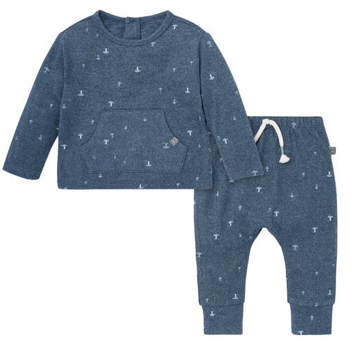 Modern Moments™ by Gerber Brushed Hacci Top and Pant Set in Navy Mushroom  product