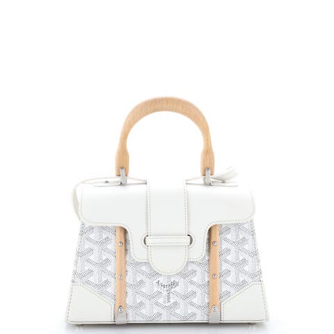 Structured Saigon Top Handle Bag Coated Canvas with Leather Mini