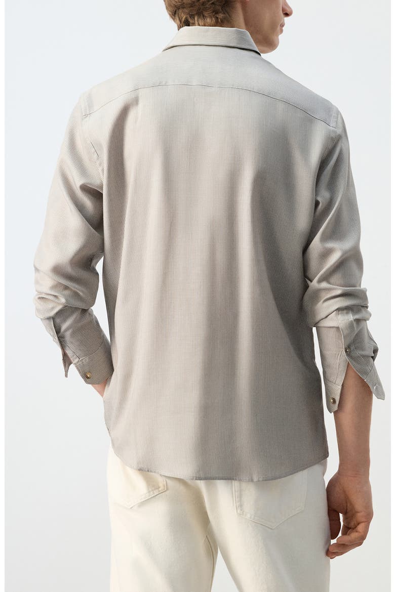 Stripe Button-Up Shirt, Alternate, color, OLIVE GREEN