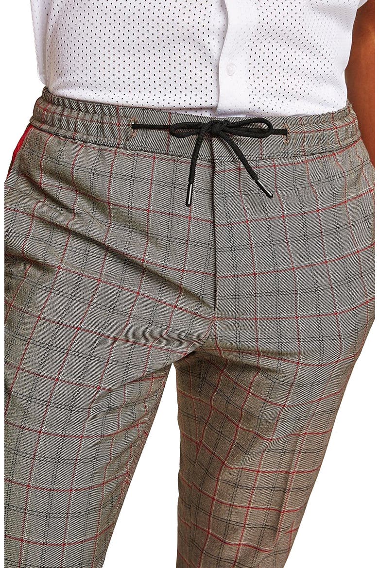 Side Stripe Skinny Fit Cropped Trousers, Alternate, color, BROWN MULTI
