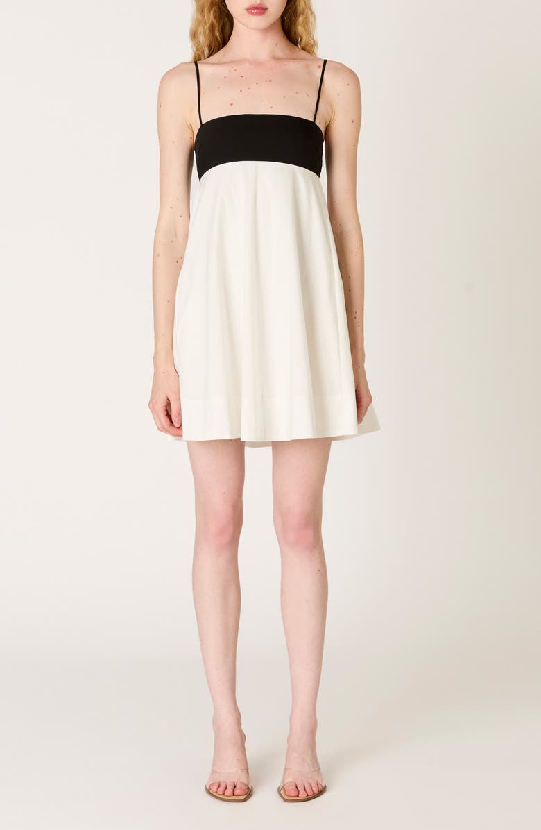 Nia Girasol Cotton Blend Babydoll Minidress, Main, color, Black/ White