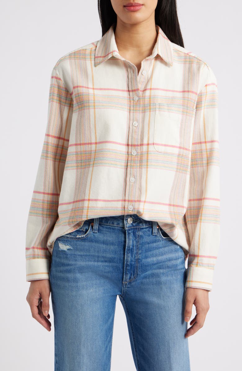 Pendleton Plaid Cotton Flannel Button-Up Shirt, Main, color, 