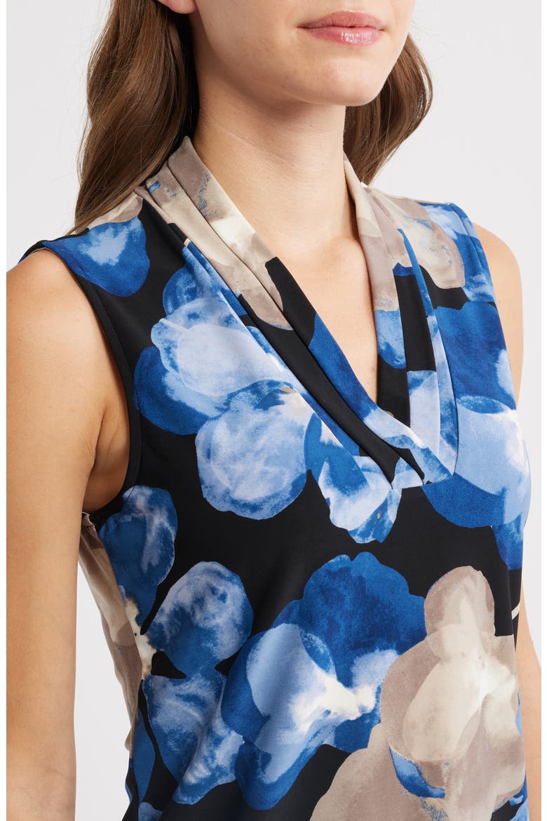Triple Pleat Floral Sleeveless Top, Alternate, color, ANNE BLACK/ DUTCH BLUE MULTI