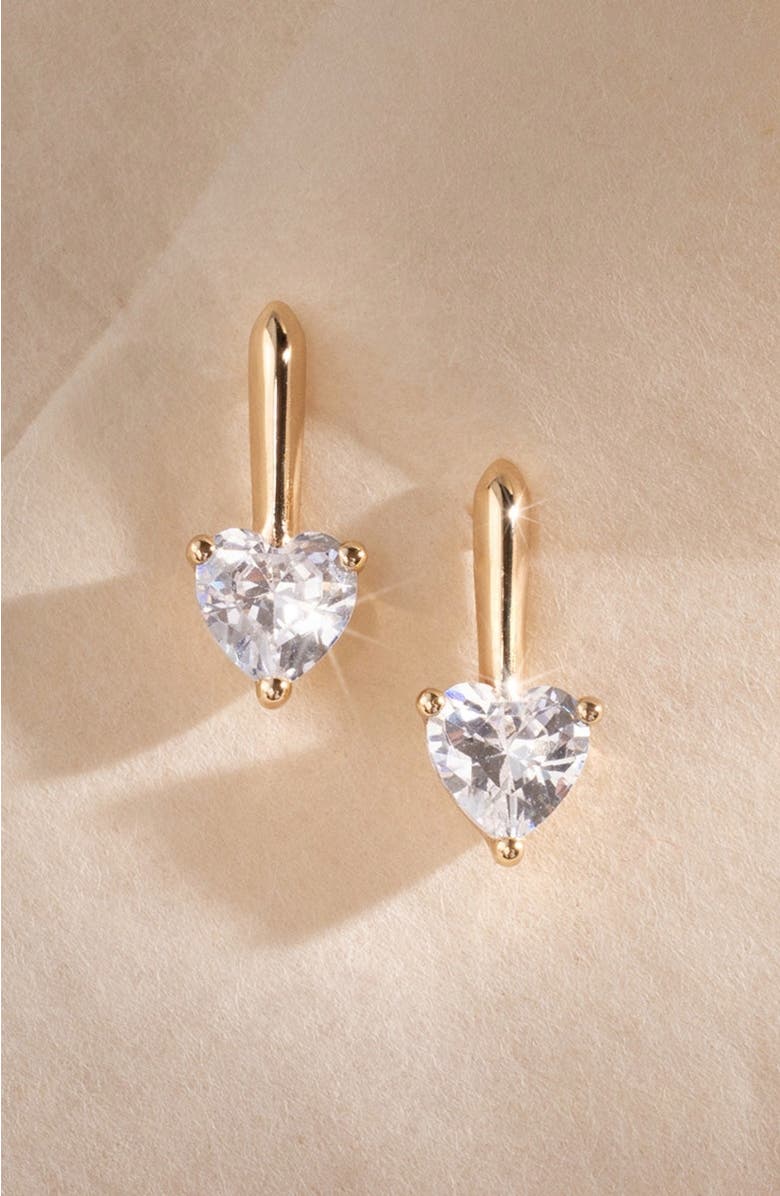 MADE BY MARY CZ Heart Drop Stud Earrings, Alternate, color, Gold
