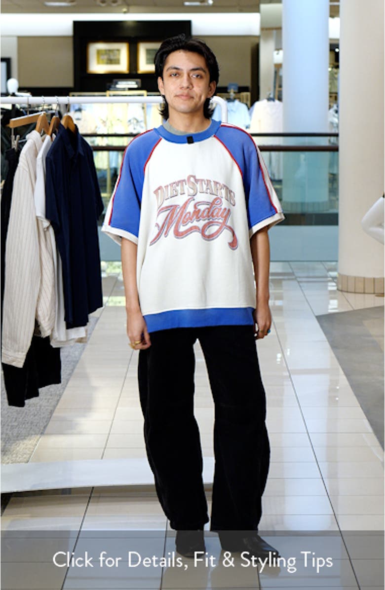 Warm-Up Colorblock Short Sleeve Cotton Graphic Sweatshirt, sales video thumbnail