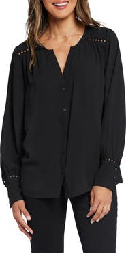 NYDJ Liliana Lace Inset Peasant Top