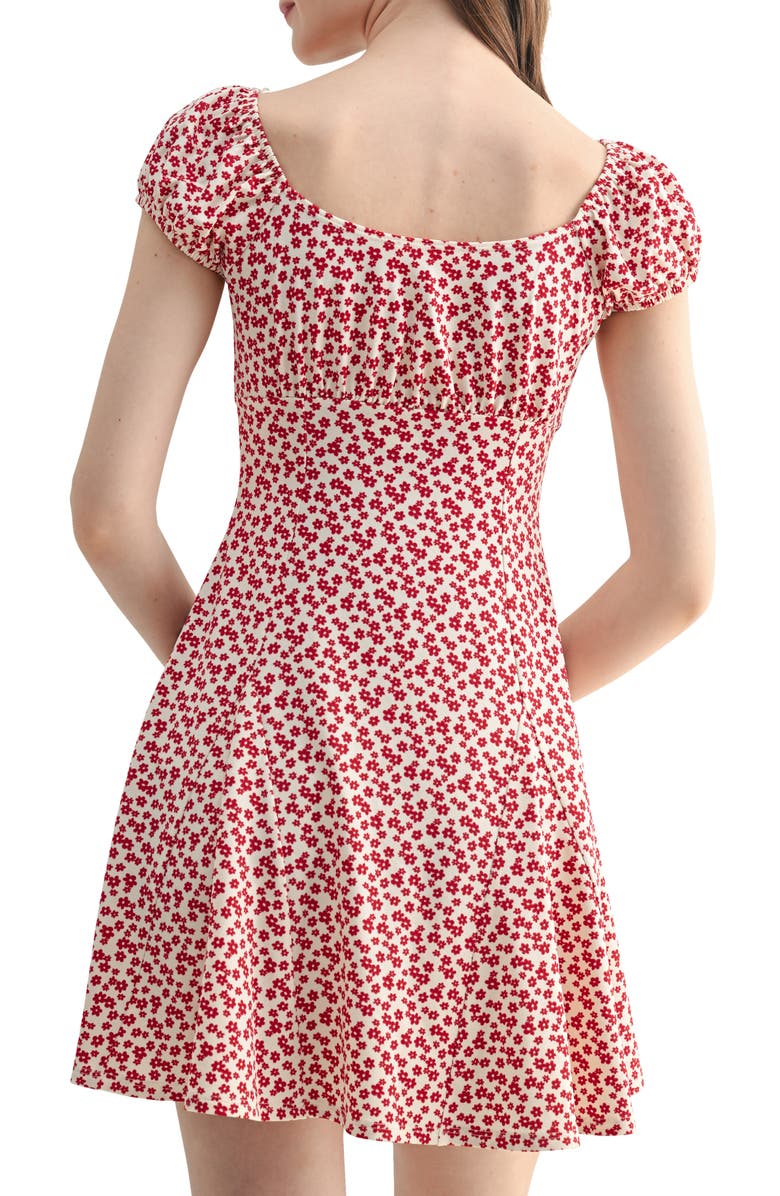Lush Floral Cap Sleeve Empire Waist Minidress, Alternate, color, Red Ditsy