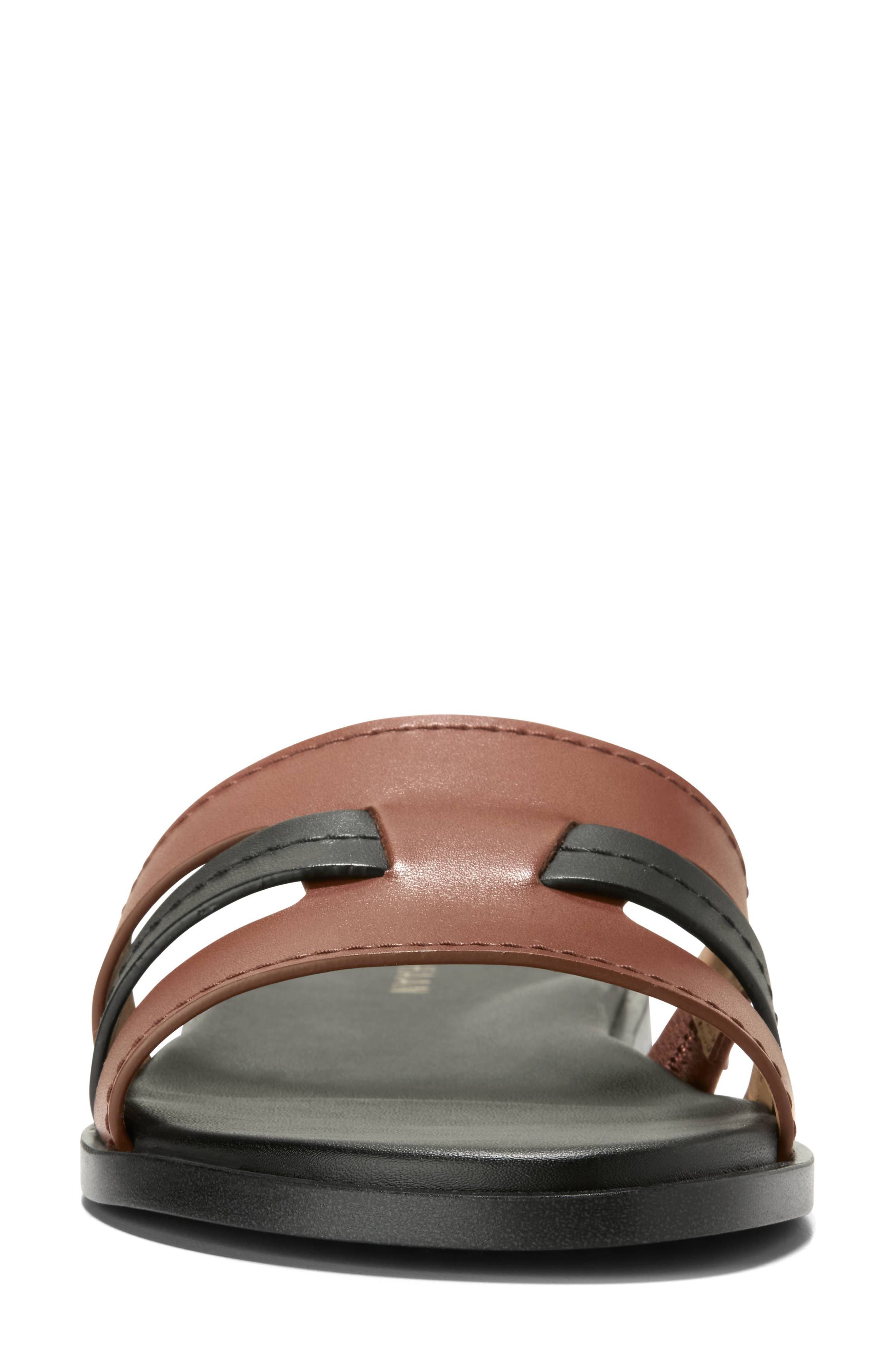 Cole Haan Flynn Fisherman Slide Sandal, Alternate, color, Dark Cuoio/ Black Leather