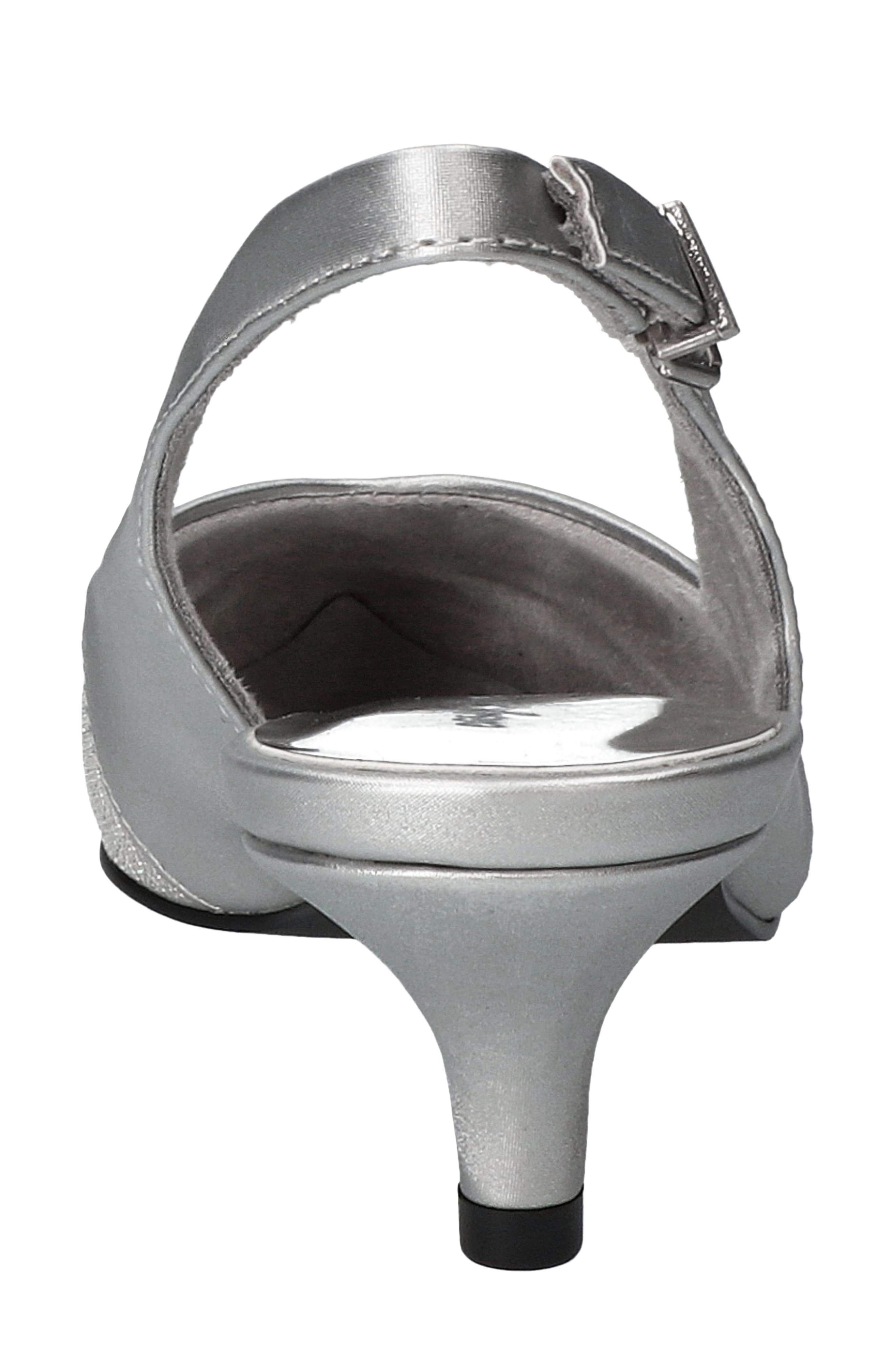 EASY STREET Vivid Kitten Heel Slingback Pump, Alternate, color, Silver Satin-Glitter