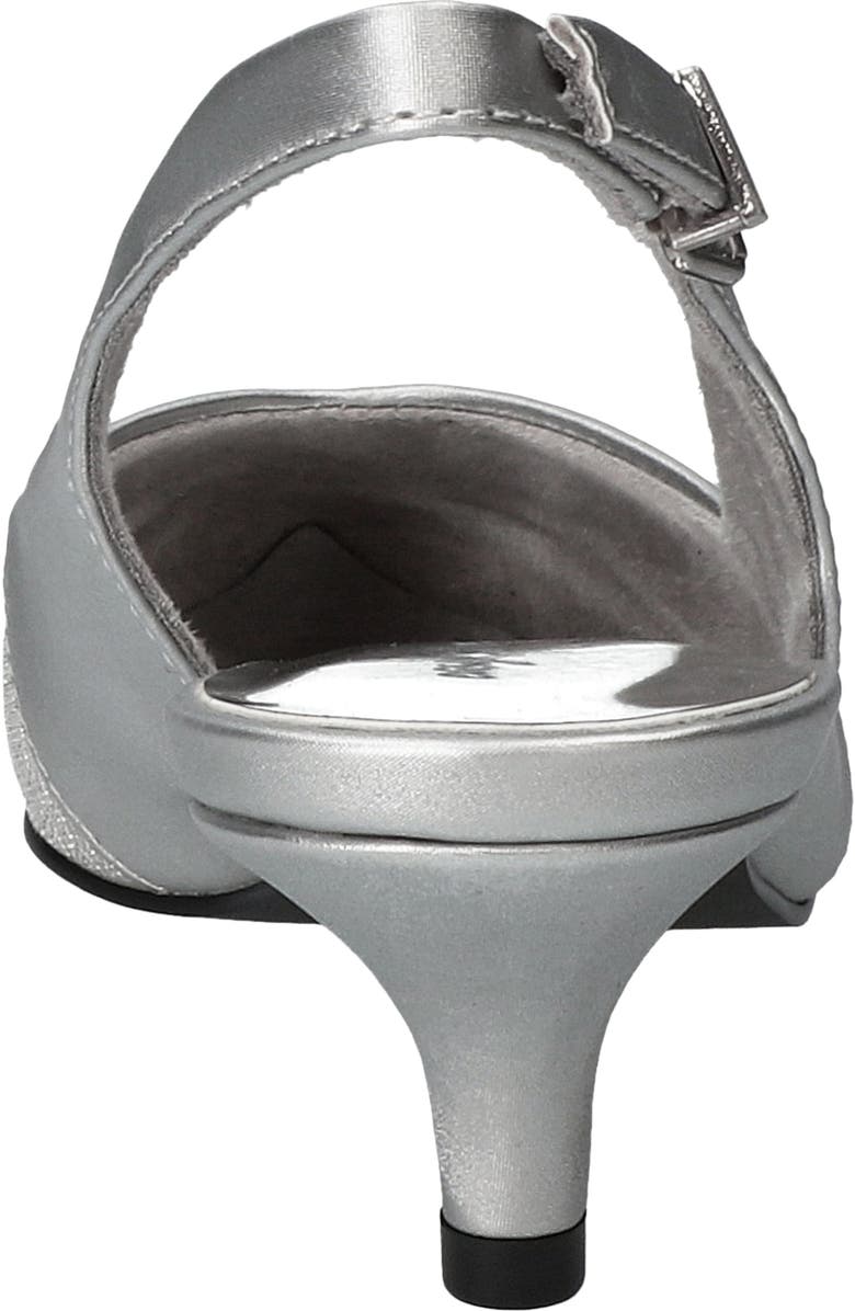 EASY STREET Vivid Kitten Heel Slingback Pump, Alternate, color, Silver Satin-Glitter