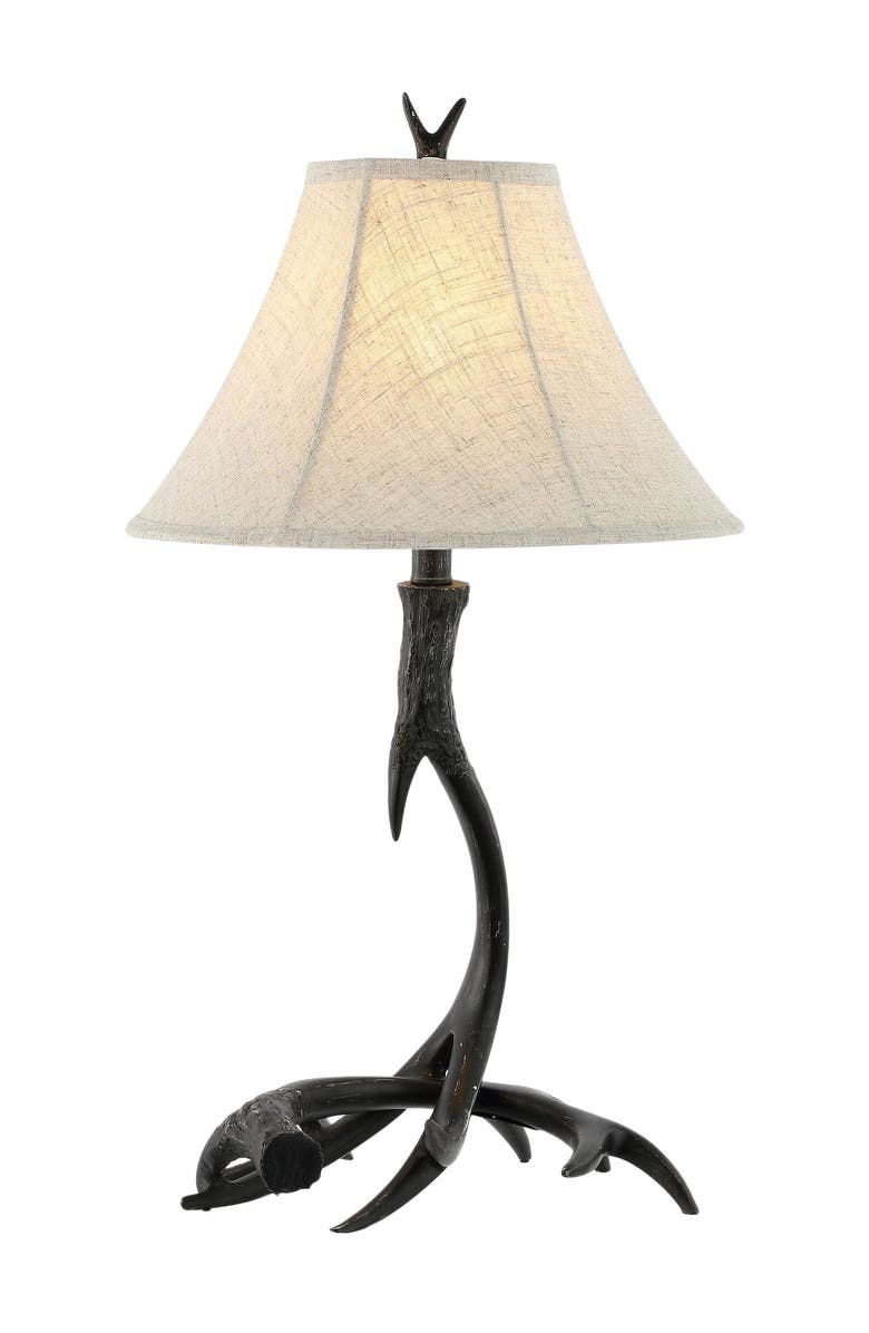 JONATHAN Y Antler 27.5" Rustic Resin LED Table Lamp, Main, color, Black