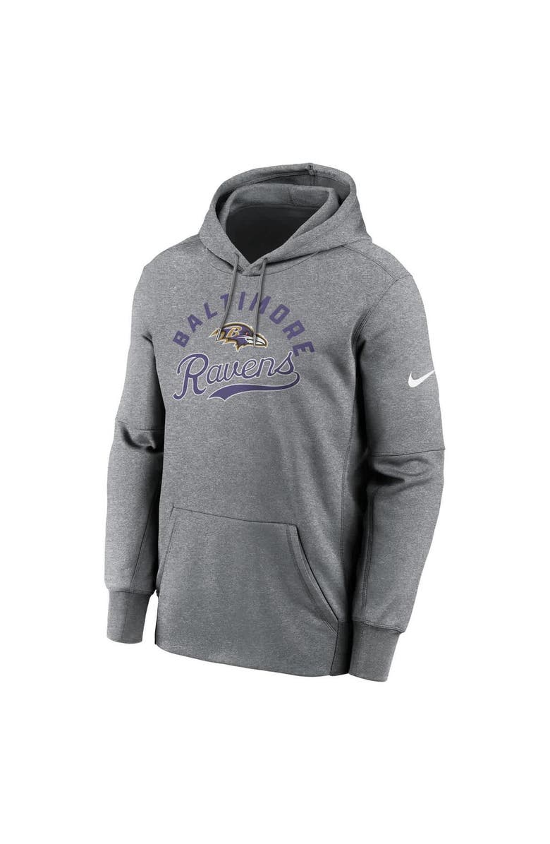Nike Men's Nike Heather Gray Baltimore Ravens Performance Fleece Pullover Hoodie, Alternate, color, Heather Gray