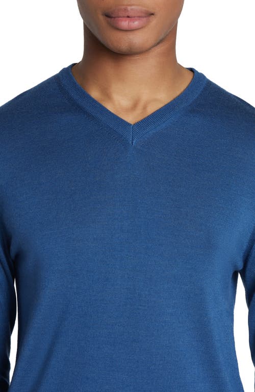 Jack Victor Ramezay Wool Blend V-neck Sweater In Blue