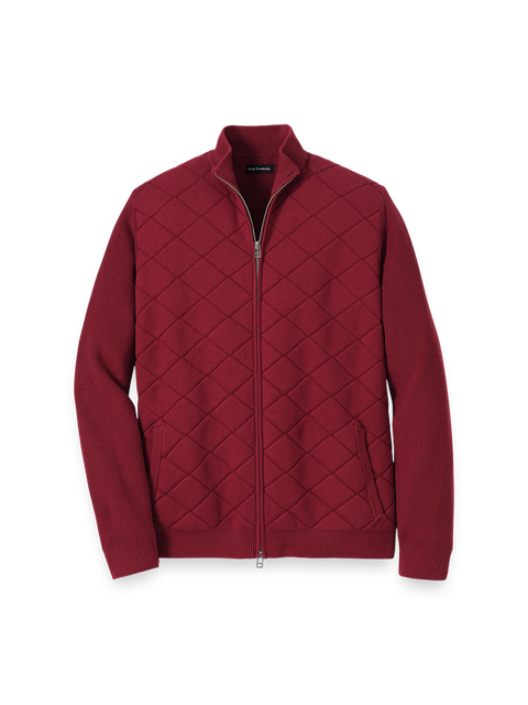 Cotton Full Zip Mock Neck Sweater Jacket