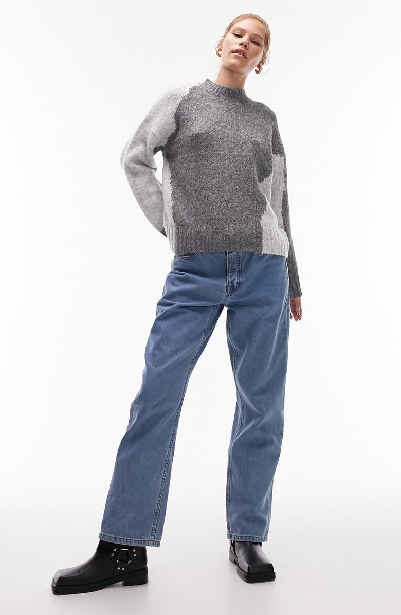 Topshop Fluffy Colorblock Sweater, Alternate, color, 