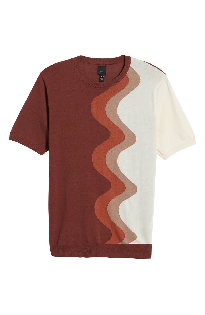 River Island Swirl Stripe Short Sleeve Sweater, Alternate, color, 