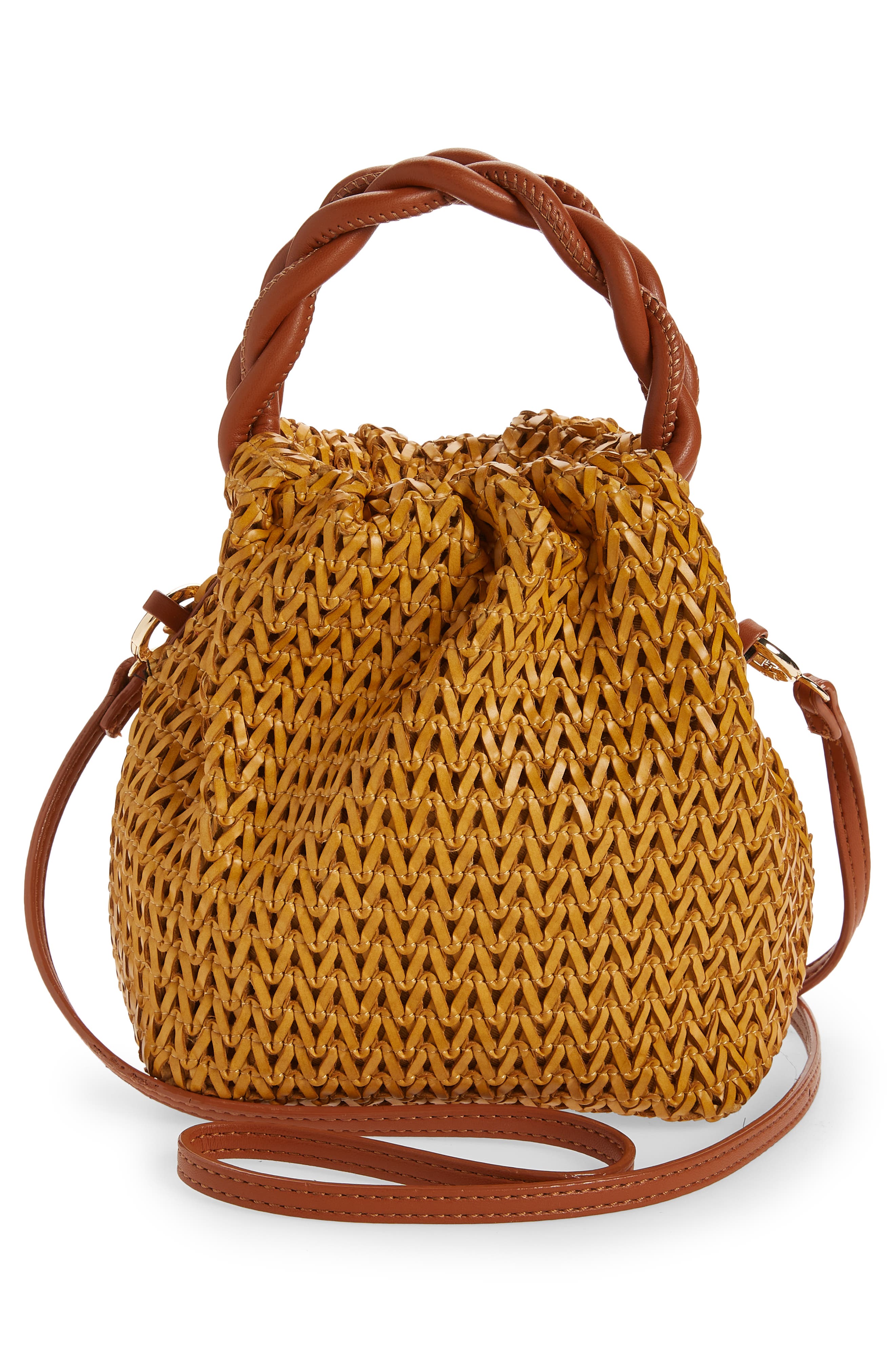 We Are Adorbs Mini Vegan Leather Top Handle Bag, Alternate, color, TAN WOVEN