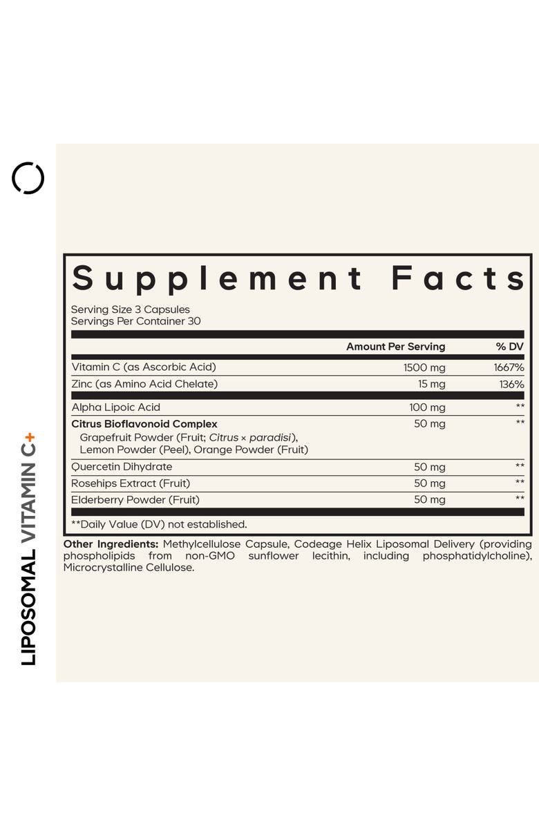 Codeage Liposomal Vitamin C, Zinc, Elderberry, Citrus Bioflavonoids, ALA, Quercetin, Alternate, color, White