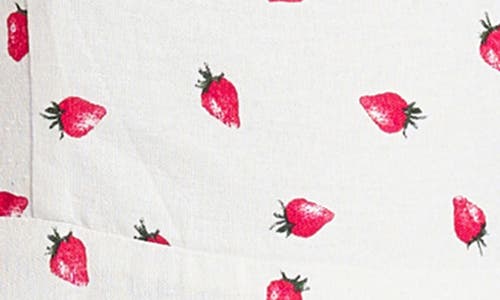 Wayf Josefina Strawberry Print Linen Blend Dress In Ivory Strawberry