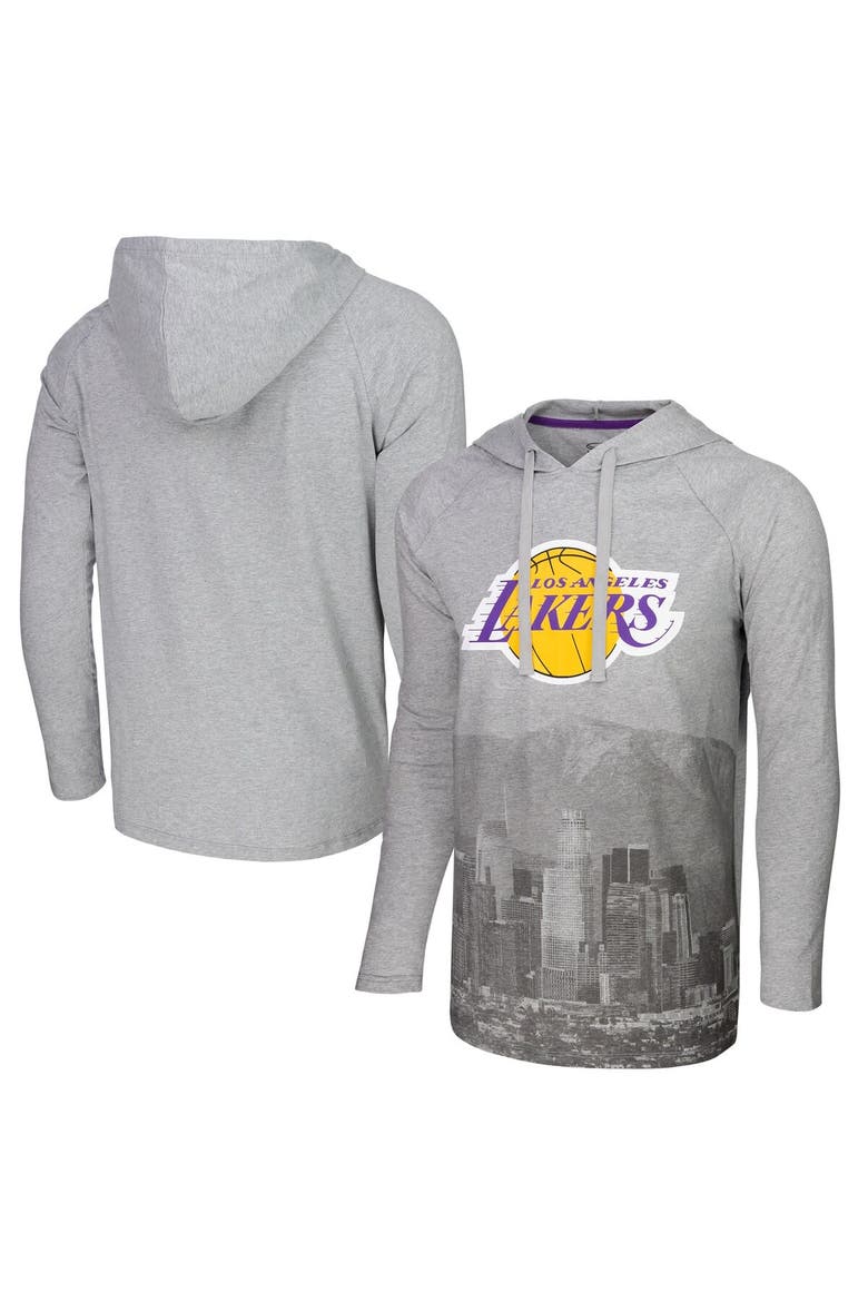 Men's Stadium Essentials Heather Gray Los Angeles Lakers Atrium Raglan Long Sleeve Hoodie T-Shirt, Main, color, Heather Gray