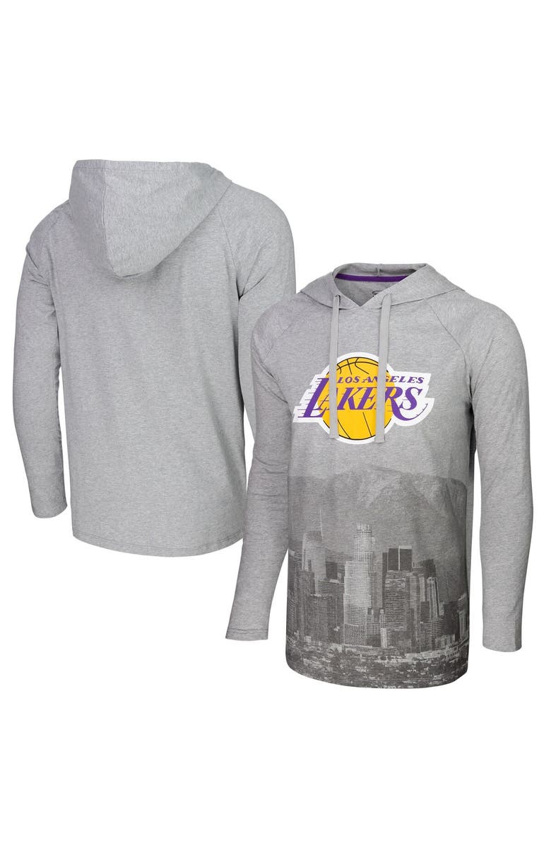 Stadium Essentials Men's Stadium Essentials Heather Gray Los Angeles Lakers Atrium Raglan Long Sleeve Hoodie T-Shirt, Main, color, Heather Gray