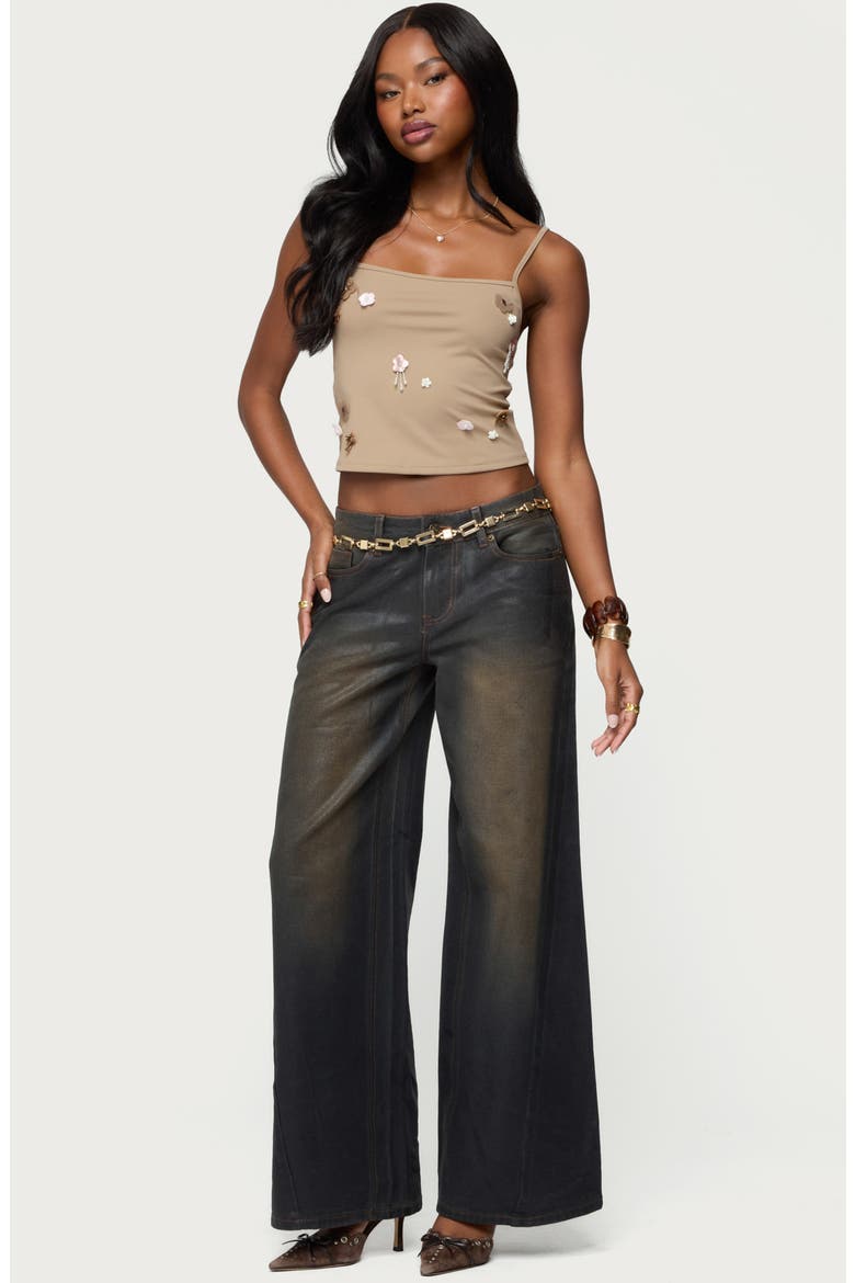 Malia Floral Appliqué Camisole, Alternate, color, BROWN