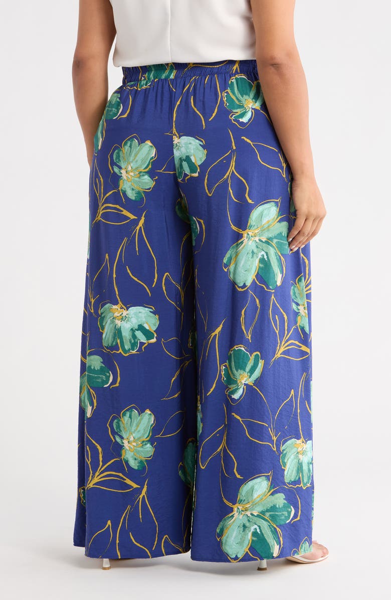 Renee C Floral Wide Leg Pants, Alternate, color, Royal