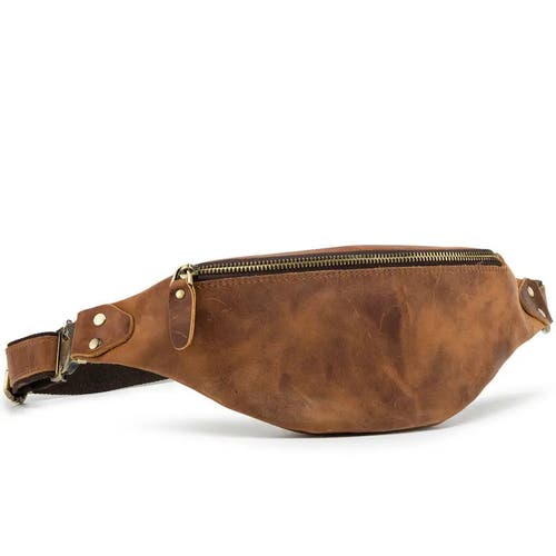 Steel Horse Leather Wagner Leather Waist Bag | Full Grain Leather Fanny Pack In Brown