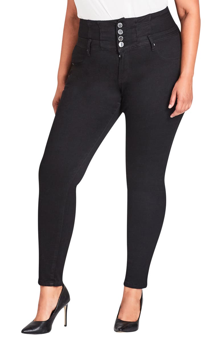 City Chic Harley Corset Waist Stretch Skinny Jeans, Main, color, 