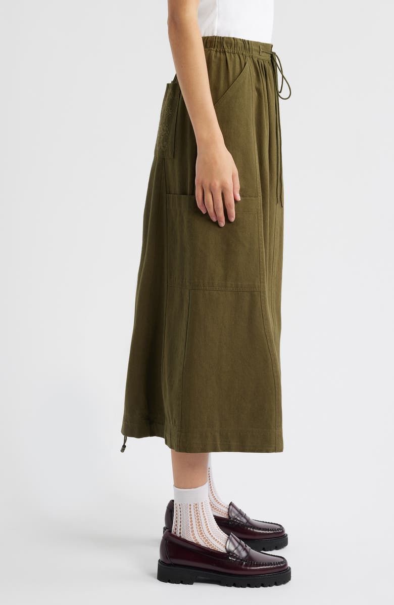 Damson Madder Vika Utility Organic Cotton Midi Skirt, Alternate, color, Olive