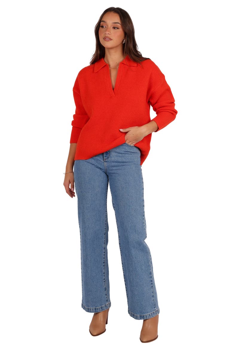 Zala Johnny Collar Sweater, Alternate, color, RED
