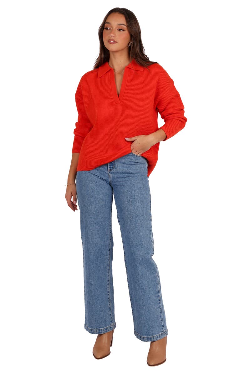 Petal & Pup Zala Johnny Collar Sweater, Alternate, color, Red