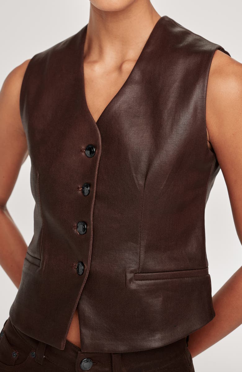 DL1961 Coated Denim Vest, Alternate, color, Walnut Coated