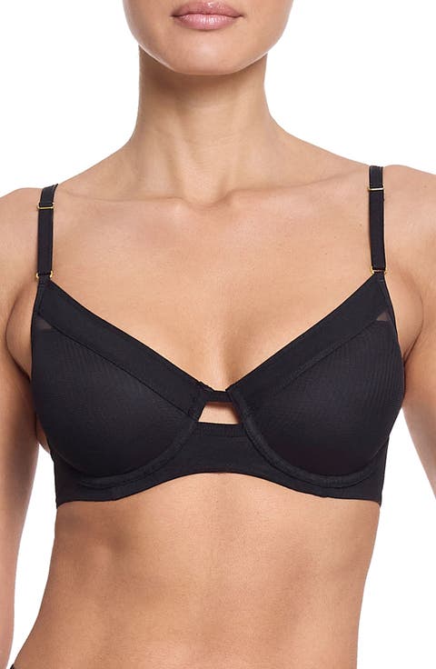 Underwire Lined Mesh Plunge Bra