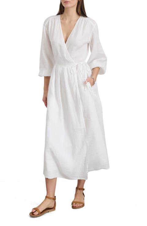 Lauren Long Sleeve Linen Wrap Dress