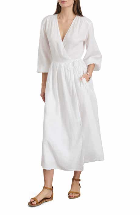 Alex Mill Lauren Long Sleeve Linen Wrap Dress