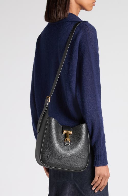 Tom Ford Small Monarch Leather Hobo Bag In Black