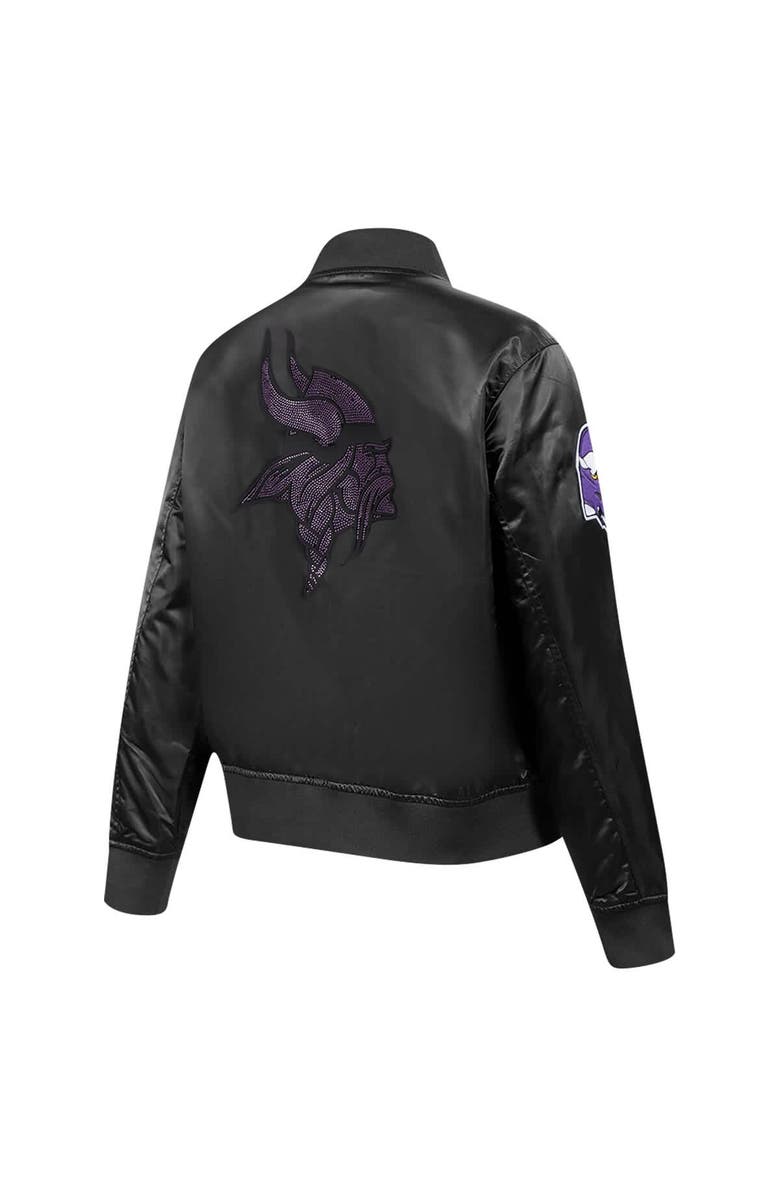 PRO STANDARD Women's Pro Standard Black Minnesota Vikings Jeweled Satin Full-Snap Jacket, Alternate, color, Black