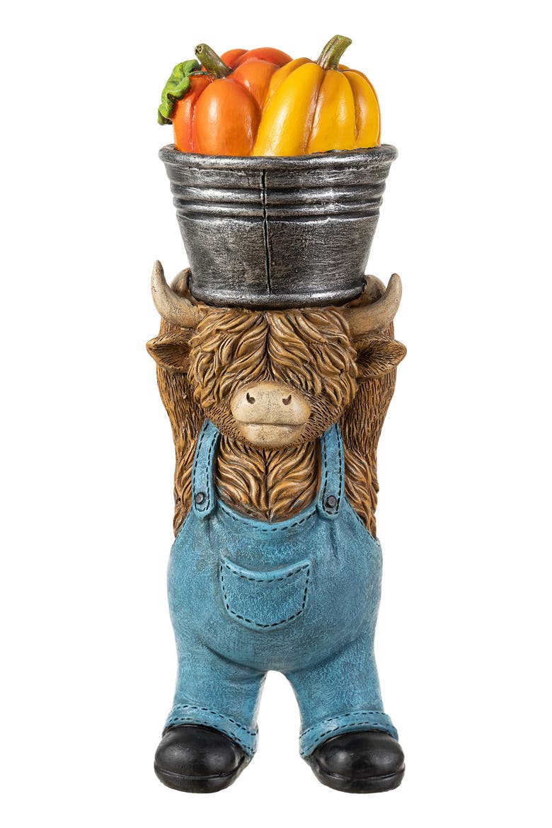 10.5"H Fall Resin Highland Cow Table Decor, Main, color, Brown
