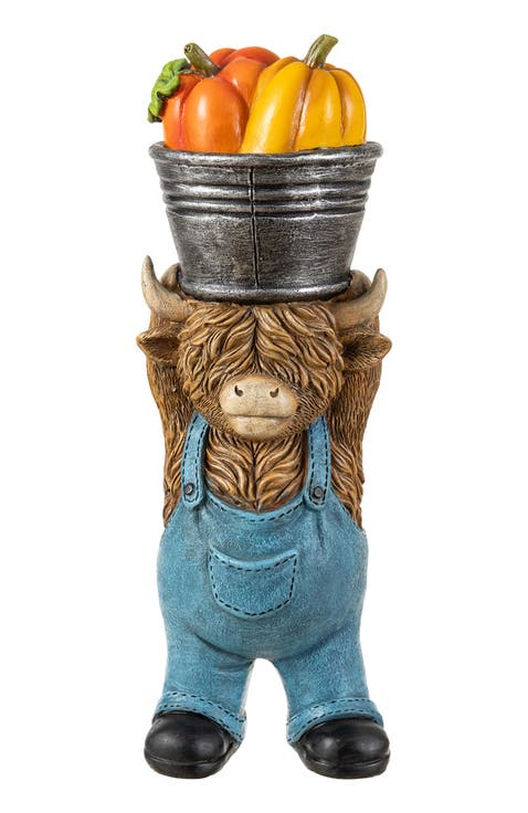 10.5"H Fall Resin Highland Cow Table Decor