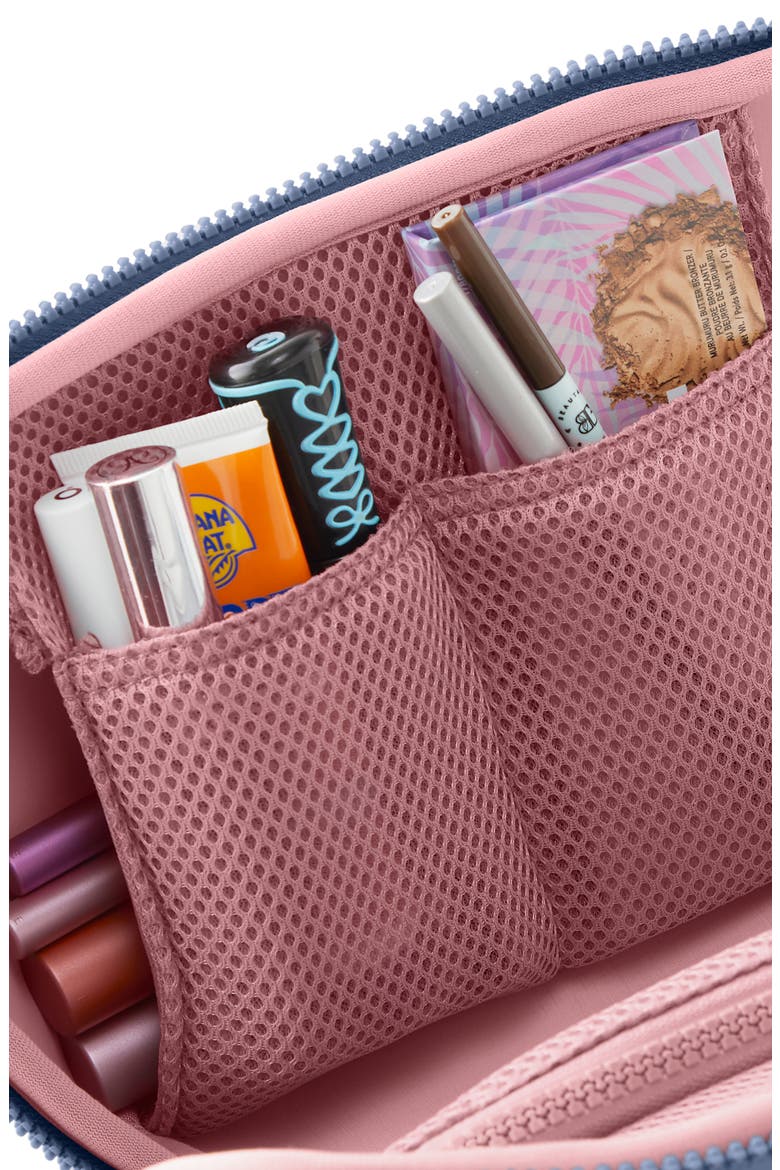 Neoprene Makeup Bag, Alternate, color, PEARL BLUE/ SAND PINK