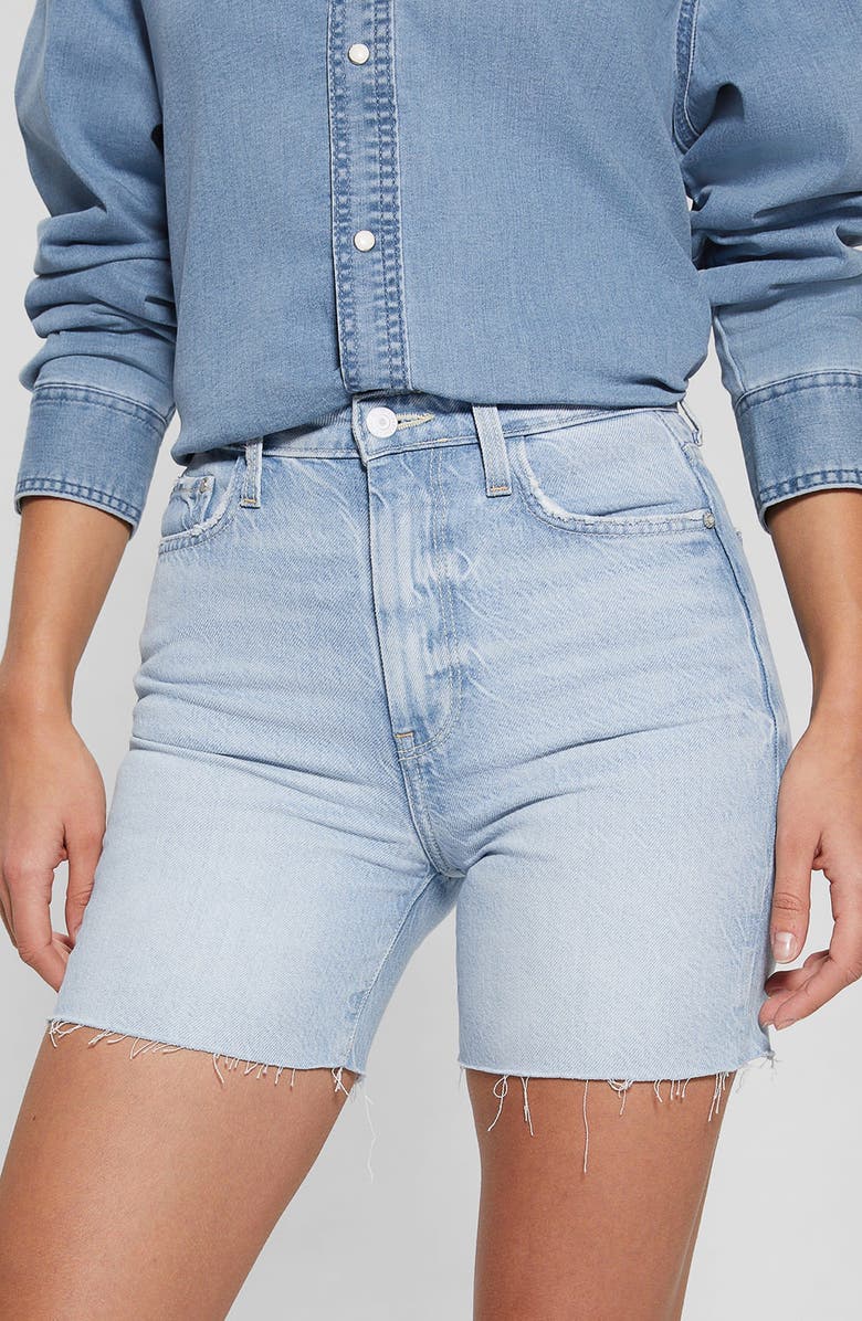 GUESS '80s Pedal Cutoff Denim Shorts, Alternate, color, The Seaside